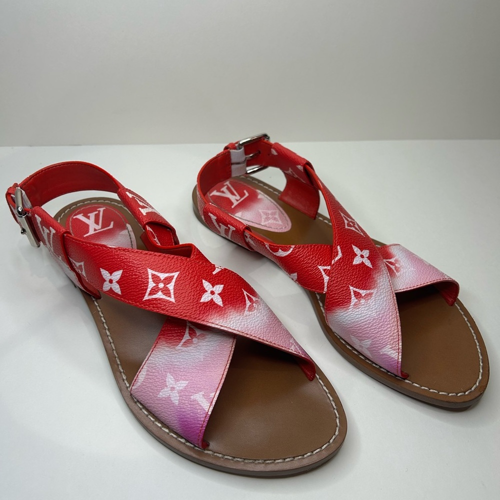 Louis Vuitton “38 1/2” Red Escale Palma Flat Sandals